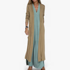 Long Dress and Cardigan Two-Piece Outfit