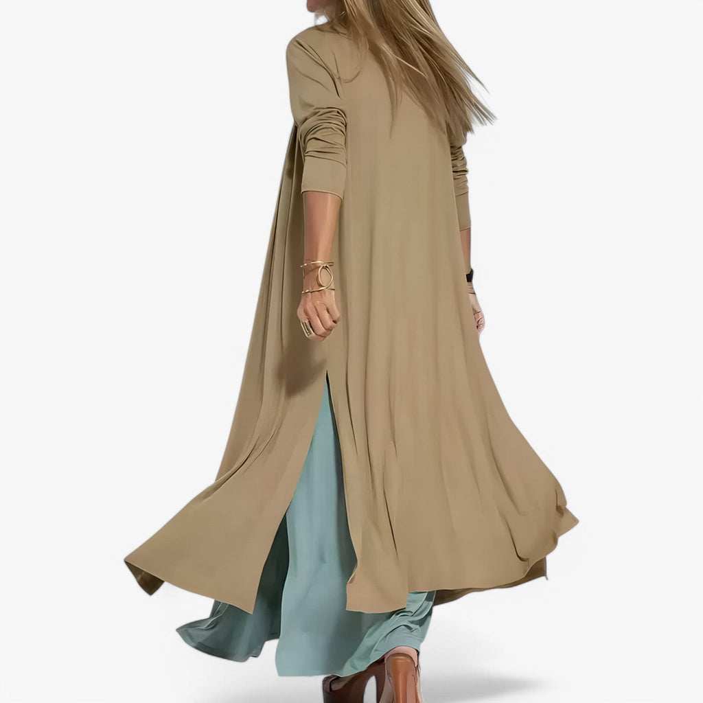 Long Dress and Cardigan Two-Piece Outfit